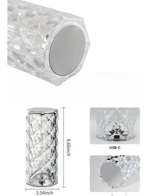 TKÇ Yeni Nesil Modern Kristal Masa ve Gece Lambası Dokunmatik Renk Değiştirebilen