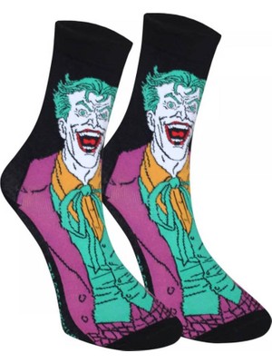 Siyah Joker Çizgili Tasarım Pamuklu Çorap