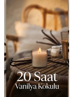 Thinborne Vanilya & Coconut Kokulu Mum - 20 Saat Etkili Doğal Bitki Bazlı Aromaterapi Mumu Cam Bardak Dekoratif Mum