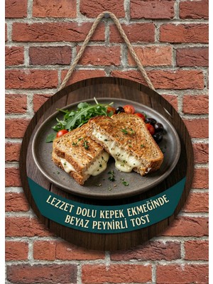 Mayeka Kepek Ekmeğinde Beyaz Peynirli Tost Temalı Büfeler Cafeler Tostçular Için Ahşap Duvar Kapı Dekoratif