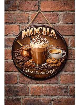 Mayeka Mocha Temalı Cafeler Kahveciler Baristalar Için Ahşap Duvar Kapı Dekoratif Süs Tablo