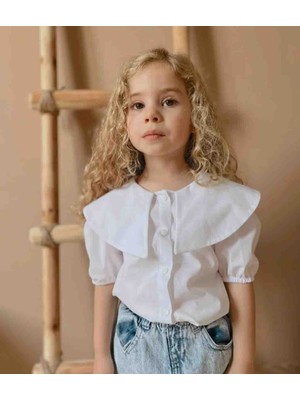 Butik Ayvitrin Kız Çocuk Gömlek Şal Yaka Düğmeli Siyah