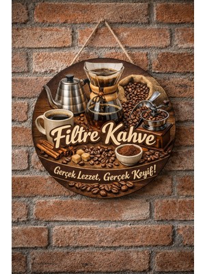 Mayeka Filtre Kahve Temalı Cafeler Kahveciler Baristalar Için Ahşap Duvar Kapı Dekoratif Süs Tablo