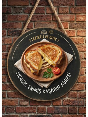 Mayeka Kaşarlı Tost Temalı Büfeler Cafeler Tostçular Için Ahşap Duvar Kapı Dekoratif Süs Tablo