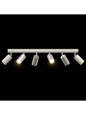 Rsylight Retro Modern İNOX180 Derece Hareketli Modern Spor 6 Lı LED Spot Avize Günışığı Ampullü