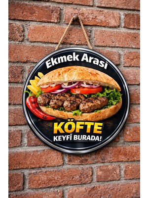 Mayeka Ekmek Arası Köfte Temalı Büfeler Cafeler Köfteciler Için Ahşap Duvar Kapı Dekoratif Süs Tablo