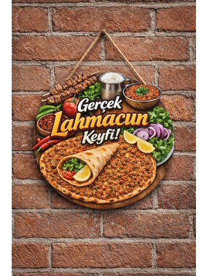 Mayeka Lahmacun Temalı Kebapçılar Restoranlar Lokantalar Için Ahşap Duvar Kapı Dekoratif Süs Tablo