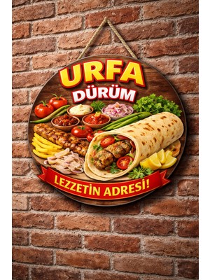 Mayeka Urfa Dürüm Temalı Kebapçılar Restoranlar Lokantalar Için Ahşap Duvar Kapı Dekoratif Süs Tablo
