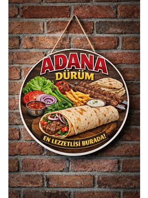 Mayeka Adana Dürüm Temalı Kebapçılar Restoranlar Lokantalar Için Ahşap Duvar Kapı Dekoratif Süs Tablo