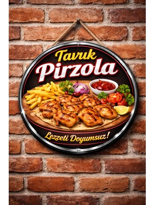 Mayeka Tavuk Pirzola Temalı Kebapçılar Restoranlar Lokantalar Için Ahşap Duvar Kapı Dekoratif Süs Tablo