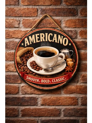Mayeka Americano Temalı Cafeler Kahveciler Baristalar Için Ahşap Duvar Kapı Dekoratif Süs Tablo