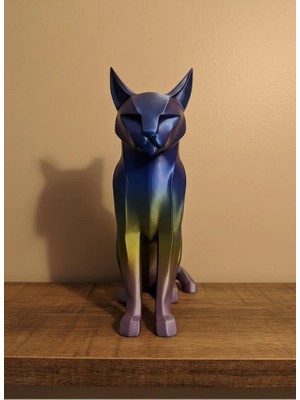 TKÇ Koyu Rainbow Kedi Biblo Modern Salon ve Raf Dekoru