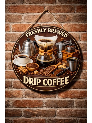 Mayeka Filtre Kahve Temalı Cafeler Kahveciler Baristalar Için Ahşap Duvar Kapı Dekoratif Süs Tablo