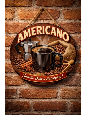 Mayeka Americano Temalı Cafeler Kahveciler Baristalar Için Ahşap Duvar Kapı Dekoratif Süs Tablo