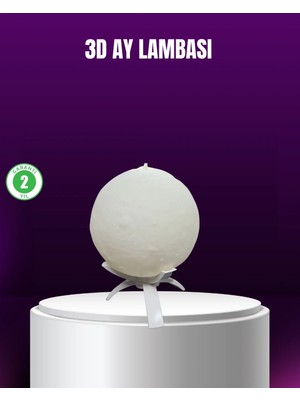 TKÇ Şarjlı 3D Baskılı 16 Renk Ay Lambası  Stand