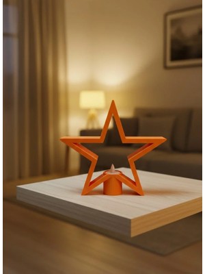 TKÇ Turuncu Yıldız Mumluk Loş Işık Salon Dekoru