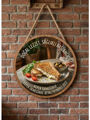 Mayeka Kepek Ekmeğinde Beyaz Peynirli Tost Temalı Büfeler Cafeler Tostçular Için Ahşap Duvar Kapı Dekoratif