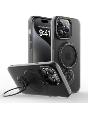 Najmaddin Ally iPhone 15 Pro Max Için Magsafe Uyumlu Standlı Manyetik Silikon KILIF-(5775) Heps