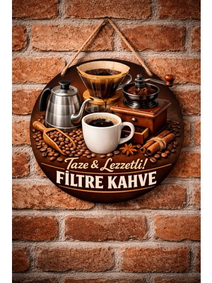 Mayeka Filtre Kahve Temalı Cafeler Kahveciler Baristalar Için Ahşap Duvar Kapı Dekoratif Süs Tablo