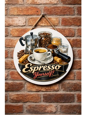 Mayeka Espresso Retro Temalı Cafeler Kahveciler Baristalar Için Ahşap Duvar Kapı Dekoratif Süs Tablo