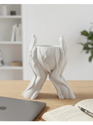 TKÇ Estetik El Figürlü Dekoratif 3D Baskı Vazo Saksı Ev Dekorasyonu