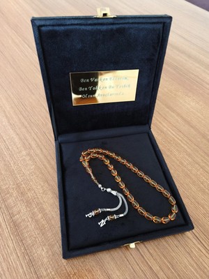 Ateş Kehribar Tesbih, Harfli Kişiye Özel Seri, Sıkma Kehribar Tesbih ,tespih Usta Işi Gümüş Kaplama