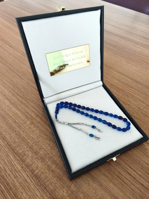 Deri Kutulu Isim Yazılan Tesbih, Harfli Kişiye Özel Ateş Kehribar Tesbih, Erkek Hediye Tesbih