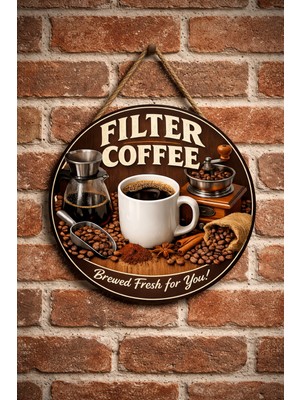 Mayeka Filtre Kahve Temalı Cafeler Kahveciler Baristalar Için Ahşap Duvar Kapı Dekoratif Süs Tablo