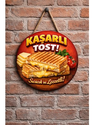 Mayeka Kaşarlı Tost Temalı Büfeler Cafeler Tostçular Için Ahşap Duvar Kapı Dekoratif Süs Tablo