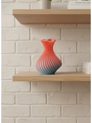TKÇ 3D Dalga Desenli Kalp Formlu Dekoratif Vazo Pembe 15 cm