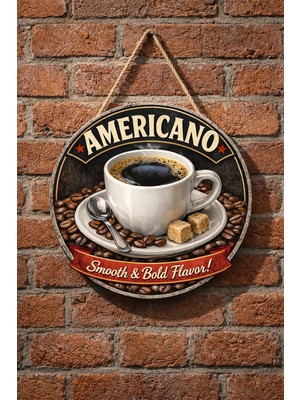 Mayeka Americano Temalı Cafeler Kahveciler Baristalar Için Ahşap Duvar Kapı Dekoratif Süs Tablo