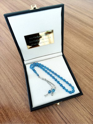 Isim Not Yazılan Tesbih, Özel Deri Kutulu Tesbih, Harfli Ateş Kehribar Tesbih, Erkek Hediye Tesbih