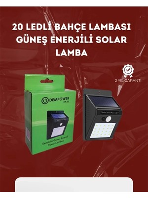 TKÇ Su Geçirmez 20 LED Solar Aydınlatma | Dış Mekan Için Pır Hareket Sensörü Ile Akıllı Iş�