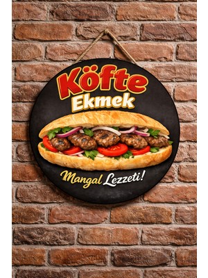 Mayeka Ekmek Arası Köfte Temalı Büfeler Cafeler Köfteciler Için Ahşap Duvar Kapı Dekoratif Süs Tablo