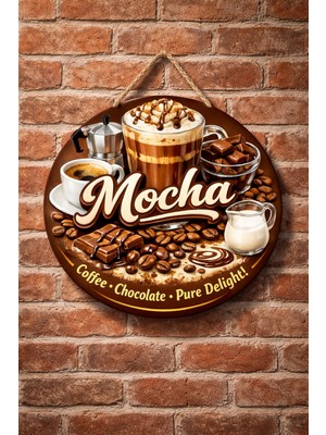Mayeka Mocha Temalı Cafeler Kahveciler Baristalar Için Ahşap Duvar Kapı Dekoratif Süs Tablo