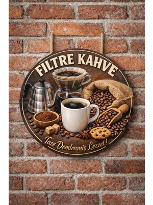 Mayeka Filtre Kahve Temalı Cafeler Kahveciler Baristalar Için Ahşap Duvar Kapı Dekoratif Süs Tablo