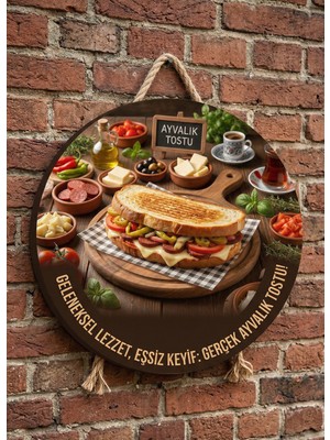Mayeka Ayvalık Tostu Temalı Büfeler Cafeler Tostçular Için Ahşap Duvar Kapı Dekoratif Süs Tablo