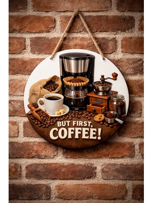 Mayeka Filtre Kahve Temalı Cafeler Kahveciler Baristalar Için Ahşap Duvar Kapı Dekoratif Süs Tablo