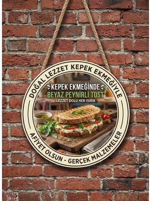 Mayeka Kepek Ekmeğinde Beyaz Peynirli Tost Temalı Büfeler Cafeler Tostçular Için Ahşap Duvar Kapı Dekoratif