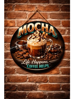 Mayeka Mocha Temalı Cafeler Kahveciler Baristalar Için Ahşap Duvar Kapı Dekoratif Süs Tablo