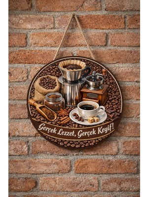 Mayeka Filtre Kahve Temalı Cafeler Kahveciler Baristalar Için Ahşap Duvar Kapı Dekoratif Süs Tablo
