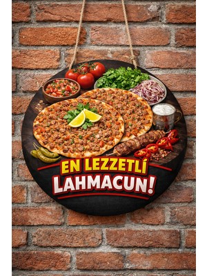 Mayeka Lahmacun Temalı Kebapçılar Restoranlar Lokantalar Için Ahşap Duvar Kapı Dekoratif Süs Tablo