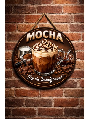 Mayeka Mocha Temalı Cafeler Kahveciler Baristalar Için Ahşap Duvar Kapı Dekoratif Süs Tablo