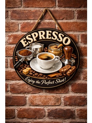 Mayeka Espresso Retro Temalı Cafeler Kahveciler Baristalar Için Ahşap Duvar Kapı Dekoratif Süs Tablo