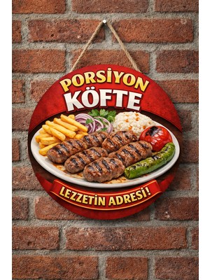 Mayeka Porsiyon Köfte Temalı Büfeler Cafeler Köfteciler Için Ahşap Duvar Kapı Dekoratif Süs Tablo