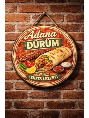 Mayeka Adana Dürüm Temalı Kebapçılar Restoranlar Lokantalar Için Ahşap Duvar Kapı Dekoratif Süs Tablo
