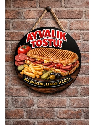 Mayeka Ayvalık Tostu Temalı Büfeler Cafeler Tostçular Için Ahşap Duvar Kapı Dekoratif Süs Tablo
