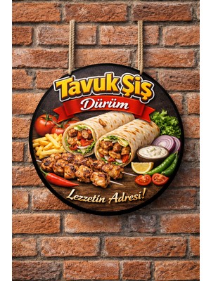 Mayeka Tavuk Şiş Dürüm Temalı Kebapçılar Restoranlar Lokantalar Için Ahşap Duvar Kapı Dekoratif Süs Tablo
