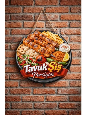 Mayeka Tavuk Şiş Porsiyon Temalı Kebapçılar Restoranlar Lokantalar Için Ahşap Duvar Kapı Dekoratif Süs Tablo