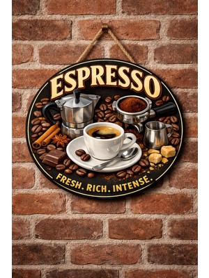 Mayeka Espresso Retro Temalı Cafeler Kahveciler Baristalar Için Ahşap Duvar Kapı Dekoratif Süs Tablo